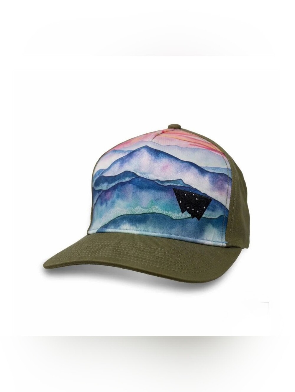 NWOT Vela Apparel Snapback Hat Adjustable Army Green Blue Ridge Mountains